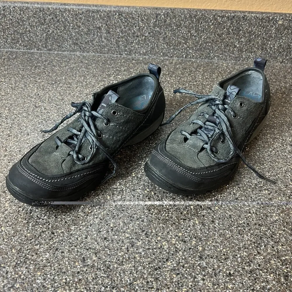 Merrell Women's 9 Outdoor Hiking Sport Shoes Black Suede/Leather Lace Up Comfort
